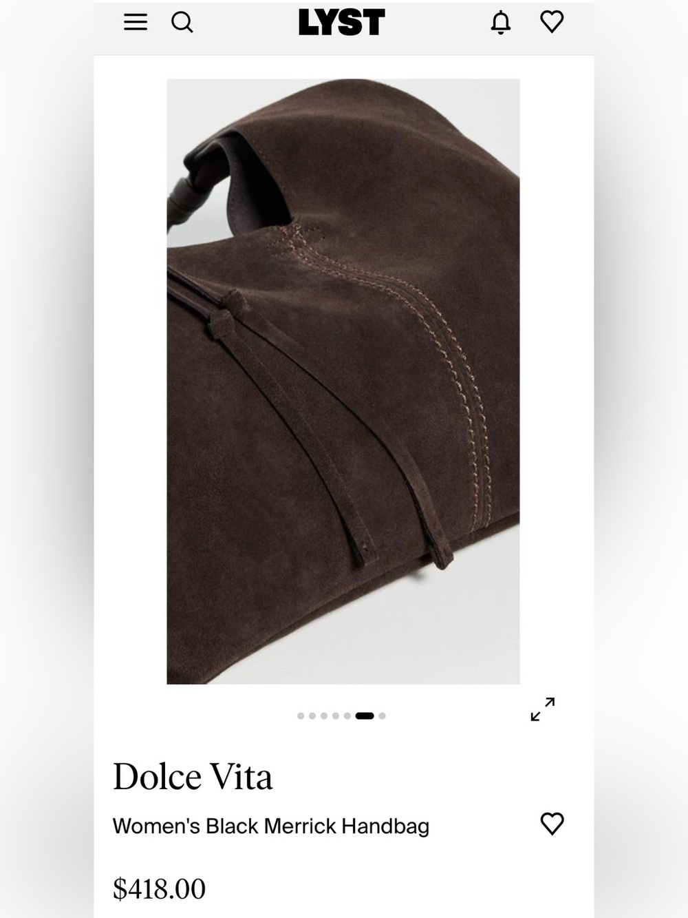 Dolce Vita Merrick Espresso Suede Slouchy Hobo Bag BNWT - Picture 8 of 16